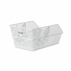 Basil Schulfahrradkorb Cento Flower Weiß Engmaschig 45x31x21 Cm