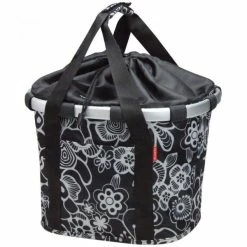 KLICKfix Fahrradkorb Fahrradtasche Bikebasket Reisenthel Fleur Schwarz 35x28x26 Cm
