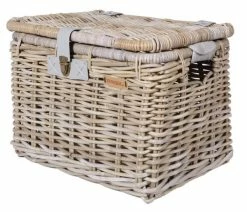 Hinterrad-Transportkorb Basil Denton L 45x32x32cm, Grau, Rattan, Grobmaschig