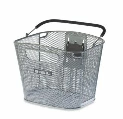 Lenkerkorb Basil Bold KF 28x34x27cm, Silber, Engm., Inkl. Halter