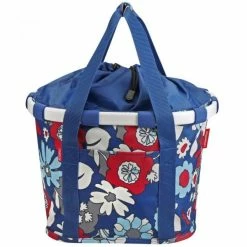 KLICKfix Fahrradkorb Fahrradtasche Bikebasket Reisenthel Florist Indigo 28x26x35 Cm